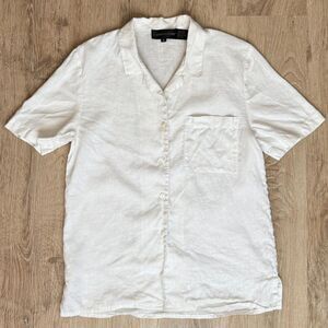 Classiques Entier Linen Short Sleeve Shirt White Medium Lightweight Summer